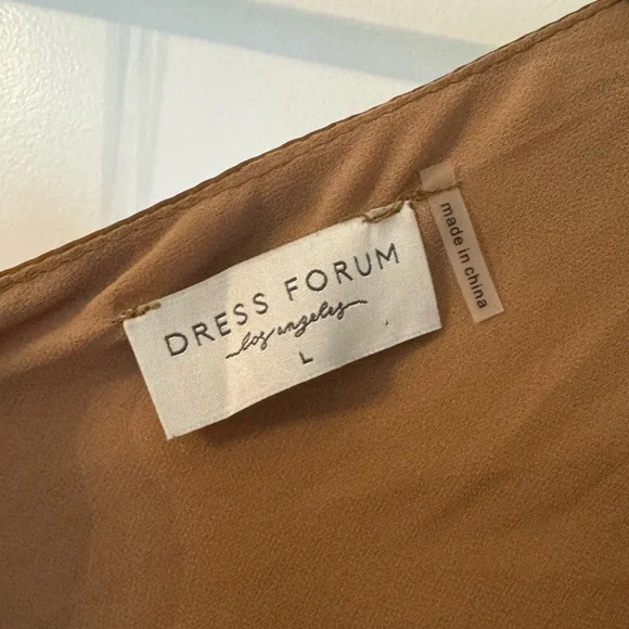 Vici Modern Day Glam One Shoulder Asymmetrical Maxi Dress Bronze/Golden Ochre L - Picture 6 of 7